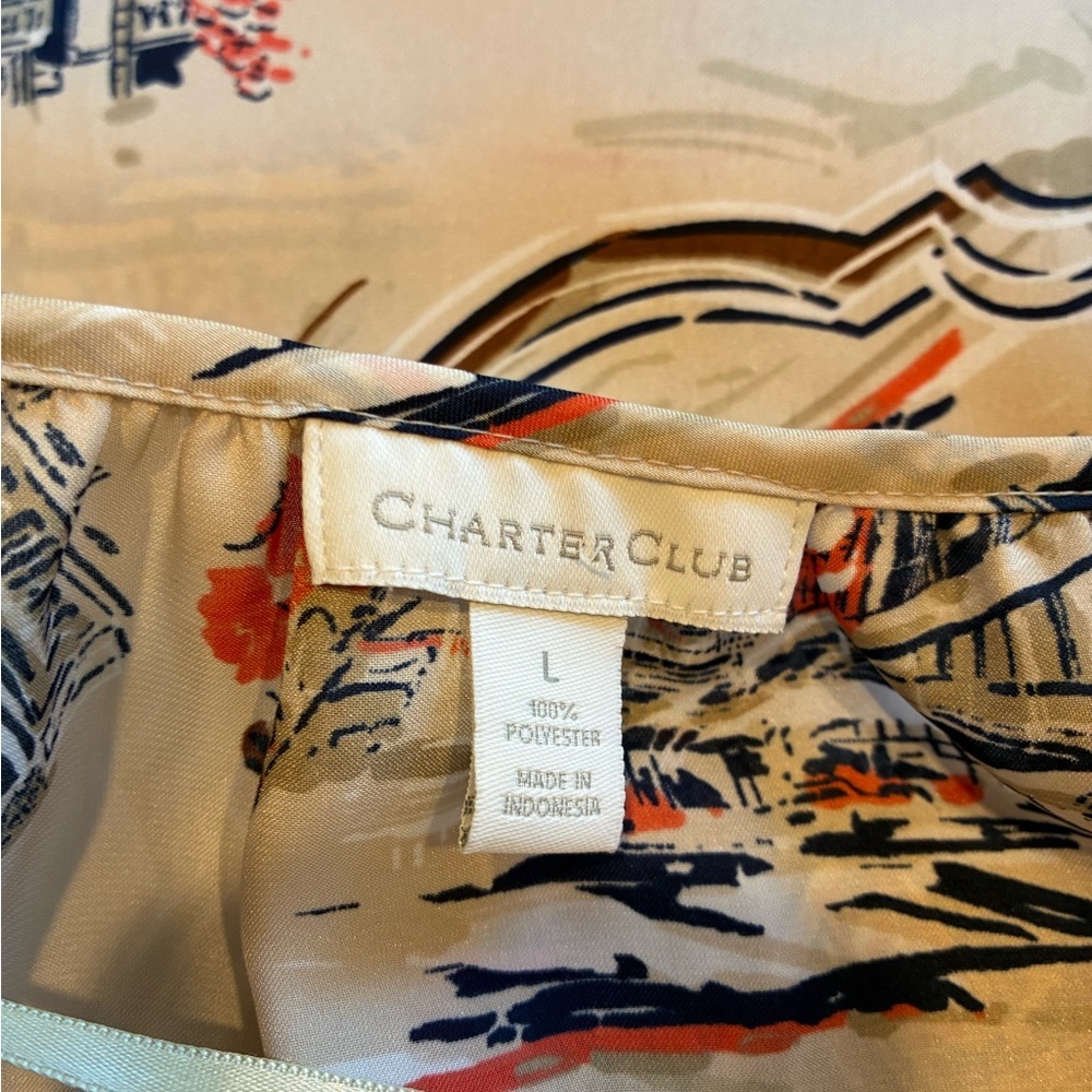 Charter Club NYC Printed Blouse Size Largr - Picture 10 of 12